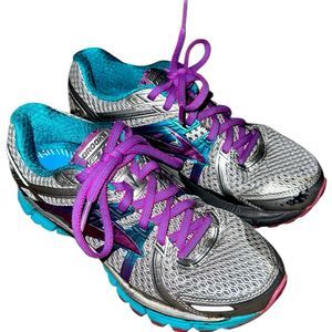 Brooks Adrenaline GTS 17 Women's Gray Blue Purple Running Shoes Size 7 WIDE
